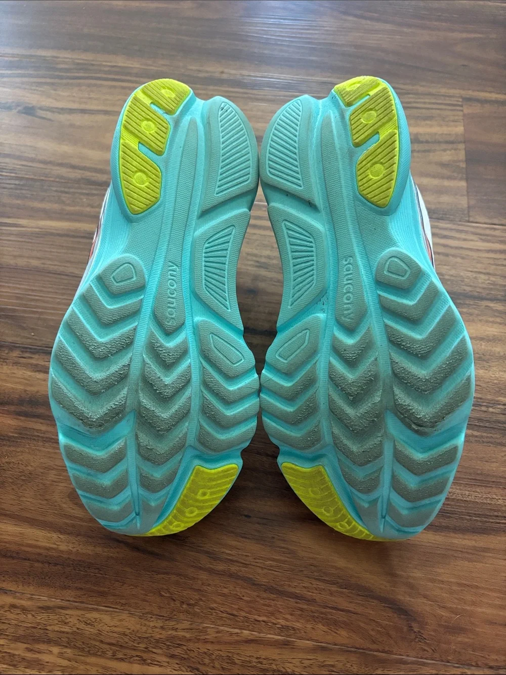 Saucony Women's Athletic Shoes in White, Aqua & Neon Yellow